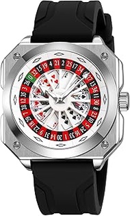 Fashion Men's Poker Roulette Watch Creative Rotating Playing Card Dial Waterproof Casual Quartz Wris