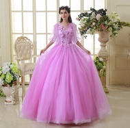 Light Purple O-neck vintage Wedding Dresses Princess Organza Ball Gown