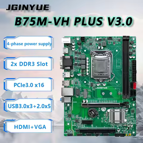 JGINYUE B75 Motherboard LGA1155 Dual Channel DDR3 Memory USB 3.0 For Intel® Core i5 3470 i3 3220 i7 