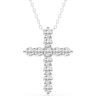 Belacqua 1 Carat Round Laboratory Planting Diamond Cross Pendant Necklace, Sterling Silver, 45.72cm 