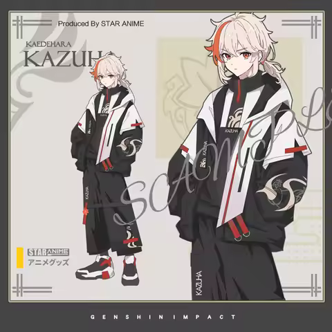 Anime Genshin Impact Kaedehara Kazuha Cosplay Cool Tops Coat Harajuku Casual Hoodie Sweatshirt Loose