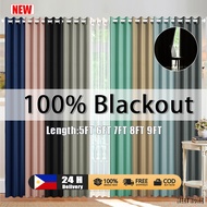 100% Blackout Curtain Double panel Curtains Ring Curtain for Bedroom Living Room Office 5/6/7/8/9FT