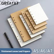 GREATAT 80Sheets Notebook Refill Paper, Horizontal Line/Blank A5/A6/A7 Loose Leaf Paper, Durable Kra
