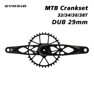 EVOSID Mountain Bike Crankset Aluminum Alloy DUB Crank GXP Chainring 32T 34T 36T 38T Hollow Integrat