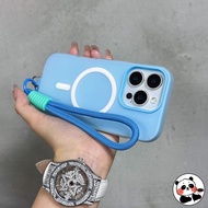 Magnetic Mette Phone Case With Strap For Realme C75 C75X C73 C71 C67 C65 C65S C63 C61 C55 C53 5G 4G 