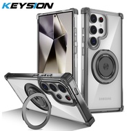 KEYSION Transparent Case for MagSafe for Samsung S24 Ultra S23 FE S22+ Magnetic Ring Stand Phone Cov