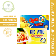 The Green Basket QuesO & Che-Vital Quickmelt Cheese 200g-500g | Keto-Approved, Low-Carb, Melting Che