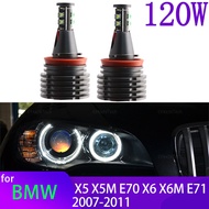 For BMW X5 X5M E70 X6 X6M E71 E72 2007-2011 120W 6000K White H8 Error Free Angel Eye Ring Marker Sid