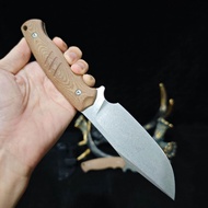 มีด​เดินป่า​ เหล็ก 14C28Nพื้นผิว ล้างหินสีดำความแข็ง:58-60HR/ล้าง​หิน​ไทเทเนียม​วัสดุที่จับ: Micarta