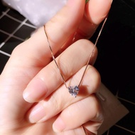 YANHUI Fashion Romantic Heart Shape 3.0ct Lab Diamond Pendant Necklace Fine Rose Gold Color CZ Necklace For Women Christmas Gift