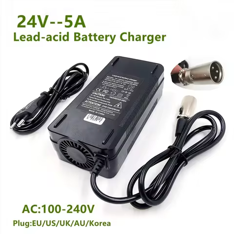 24V 5A Lead Acid Battery Charger 24V5A Fast Charger For 24V lead-acid 3-Pin XLR Connector Fast charg