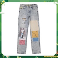Drew Smiley Men's Trousers Bear Hailey Patch Trendy Men's Loose Hip-Hop Trousers Jeans ins Street We