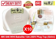 MK 646 WHI BAKELITE 13A 250V PLUG TOP (SIRIM) X 5 UNIT X 10 UNIT