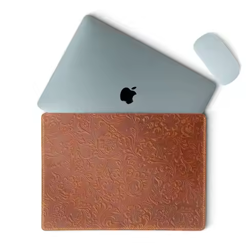 100% Handmade Genuine Leather Laptop Sleeve Case for MacBook Air 15.3 M2 and MacBook Pro 16.2 M3 M2 