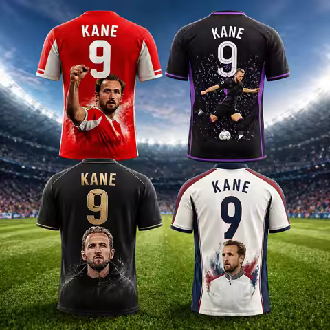 2026 England Football Jersey Harry Kane Fan Commemorative Jersey Summer Sports Men's T-Shirt Childre