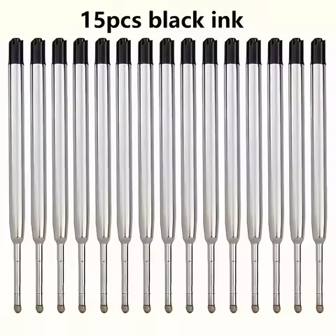 15 x Black Ink Pen Refills for Parker Ballpoint Pens, Large Capacity Replaceable Metal Ballpoint Pen