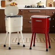 2026 New Household Kitchen Trash Can, Large Capacity, No Bending Over, Tall Legged Trash Can with Li