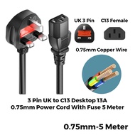 3Pin UK To Multi Copper Wire 0.75mm/1.0mm/1.5mm Power Cord With Fuse 1.5M 1.8M 3M 5M 10M