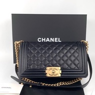 ◻️ Chanel boy25經典荔枝皮黑金🔥
