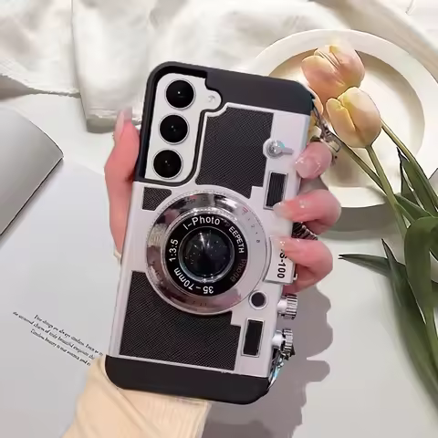Emily In Paris 3D Retro Camera Phone Case For Samsung Galaxy Note 20 S23 S24 Ultra S22 Plus S21 Luxu