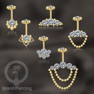 Gold-colored Stainless steel helix Piercing, latest design, helix Body Piercing with crystal