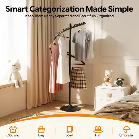 NEWEST Spiral Rotating Clothing Rack 360° Retail Garment Rack 38 Ball Heavy Duty Black for Store Bed