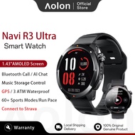 Aolon Navi R3 Ultra GPS Smart Watch 1.43 Inch AMOLED Compass Altimeter Running Pace 3ATM Waterproof 