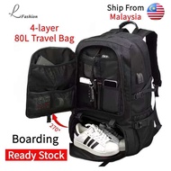 large capacity travel bag 50-80L travel bagpack expandable waterproof hiking Backpack with shoe comp