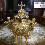 Catholic Angel Incense Burner Bronze Statue (round model), Catholic Items - altar and home decoratio