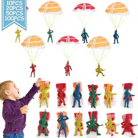 10/100pcs Parachute Toys for Kid, Army Men Action Figures Hand Throwing Kids Outdoor Games Toys, Ide