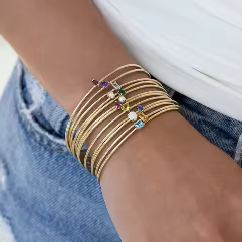 SongYi stainless steel INS December birthstone stainless steel inlaid zircon plated 18k bracelet Fas