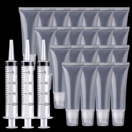 25Pcs Lip gloss Empty Tubes Containers(10ml),20ml Plastic Syringe Dispensing,Refillable Empty Tubes 