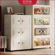 Kukaa L65cm (2-5 Layers)Foldable Magnetic Doors Storage Box Multipurpose Stackable Storage Cabinet