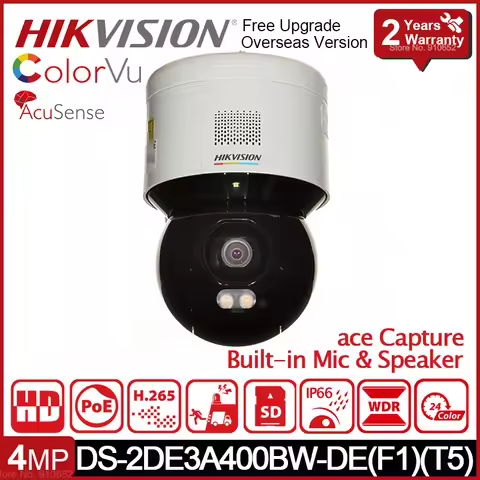 Original Hikvision DS-2DE3A400BW-DE(F1)(T5) AcuSense ColorVu 4MP Mini PT Dome IP Camera POE Face Cap