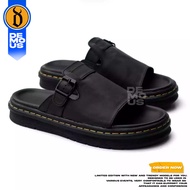 Docmart Men's Slide Sandals, Genuine Leather, Premium Casual Buckle Slop Sandals, Trendy Sandal Lela