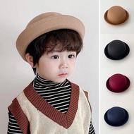 British Fashion Baby Fedora Hat Solid Color Wool Felt Dome Top Cap Kids Girl Boy Bowler Cap