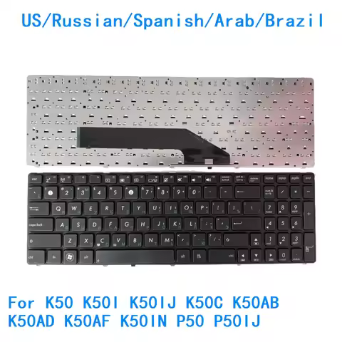 New US Russian Spanish Arab Brazil Laptop Keyboard For ASUS K50 K50I K50IJ K50C K50AB K50AD K50AF K5