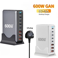 268W/600W Desktop Charger 8 Port USB 5C+3A Type C PD Charger 3.0 USB Type C Fast Charger Mobile USB 