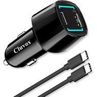 Pengecas Kereta USB C Cluvox 63W, Pengecasan Super Pantas 45W Jenis C Serasi untuk Samsung Galaxy S2