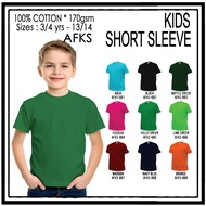 🔥HOT SALE🔥KID'S 100% cotton plain t-shirt (Kelly green)/T-SHIRT KOSONG