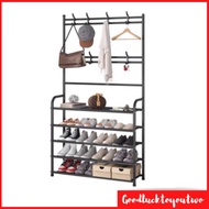 GSDPK-Space Saver Coat Rack With Shoe Rack Room Simple Floor Rack Multipurpose Rack