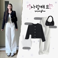 Sharenaoutfit - 4 IN 1 Trendy Outfit Set (Black Gemma Blazer + Oro Pants + Tank Top + Bag) | Latest 