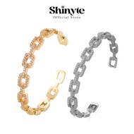 Shinyte Official Store Women's Bracelet Sparkling Link Chain 14K Gold Plated Luxury Zircon Gem Chain