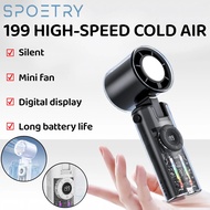 SPOETRY 199 speed Portable Turbo Handheld Fan High-Speed Adjustable Cooling Portable Fan with Light