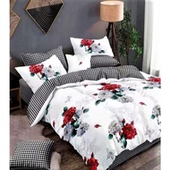 cadar queen comforter white red flowers queen bedsheet with comforter 7 in 1 set