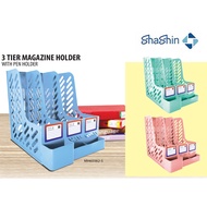 Magazine File Holder 3 Slots with Pen Holder (MH60382-5)