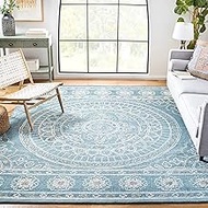 Safavieh Blossom Collection BLM607M Handmade Premium Wool Area Rug, 8' x 10', Blue / Ivory