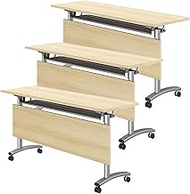 YVYKFZD Folding Conference Table, Mobile Meeting Tables, Rolling Training Table with Lockable Wheels