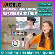 VAORLO K10 Wireless Dual Microphones Karaoke Machine KTV DSP System Bluetooth 5.3 PA Speaker HIFI Stereo Surround With RGB Colorful LED Lights Support TF Card Play 3.5 AUX Headphone Monitoring For Home Party/Christmas/Birthday/Adults/Kids Gift