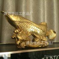 Arca Gangsa Kraf Rumah Hiasan Tembaga Tulen Emas Arwana Tembaga Silinder Labu Arca Gangsa Naga Hiasa